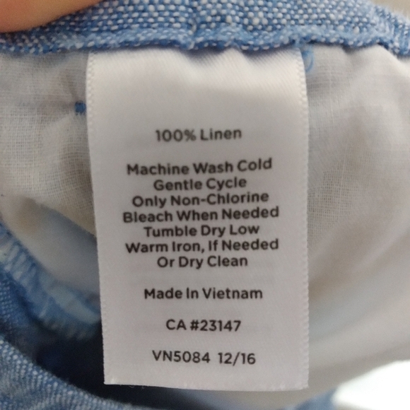 Talbots Blue 100% Linen Flowy Drawstring Waist Pants Size 12 - Picture 7 of 7